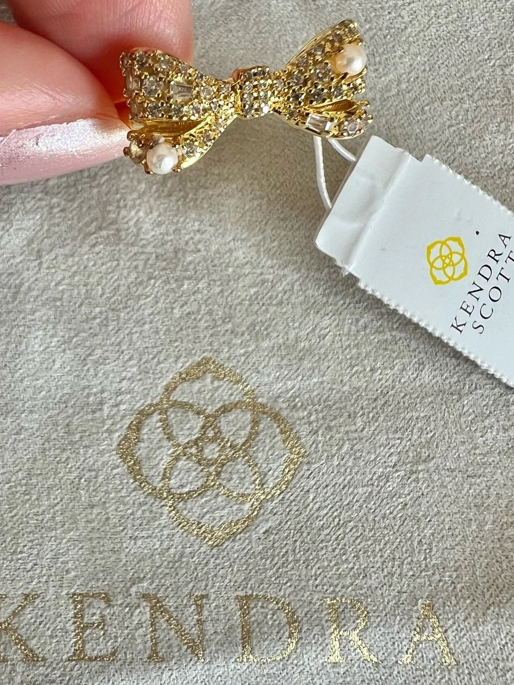 Kendra Scott Krista Gold Bow Cocktail Ring in White Mix